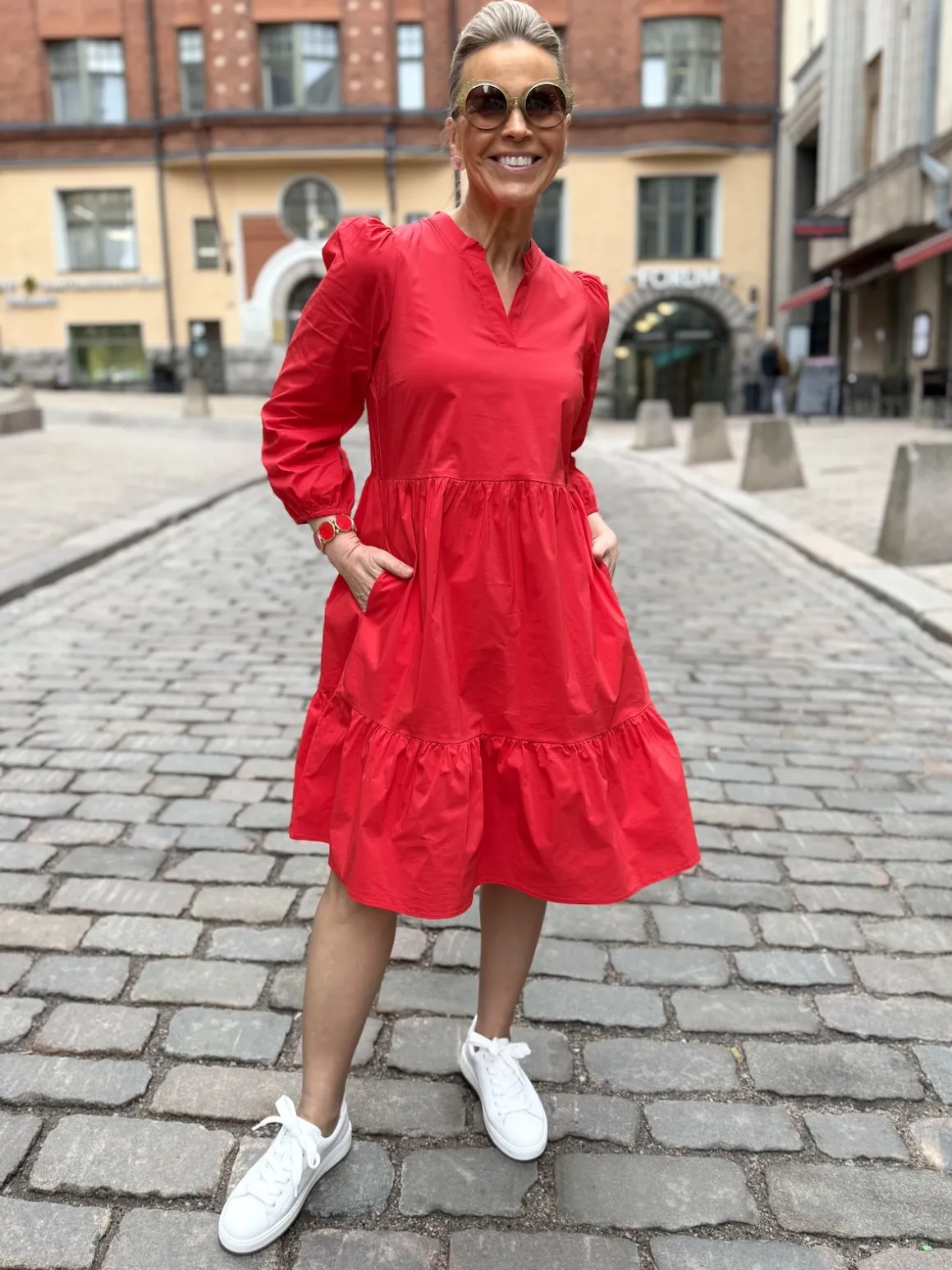 Flika Antoinett mekko 3/4 hiha; punainen