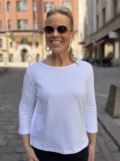 Nela 3/4 hihainen paita; vitivalkoinen